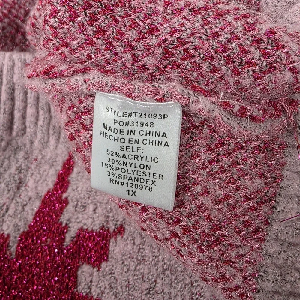 Womens Cowgirl Tunic Sweater Size 1X Pink Cowboy Boots Western Horses - Picture 7 of 8